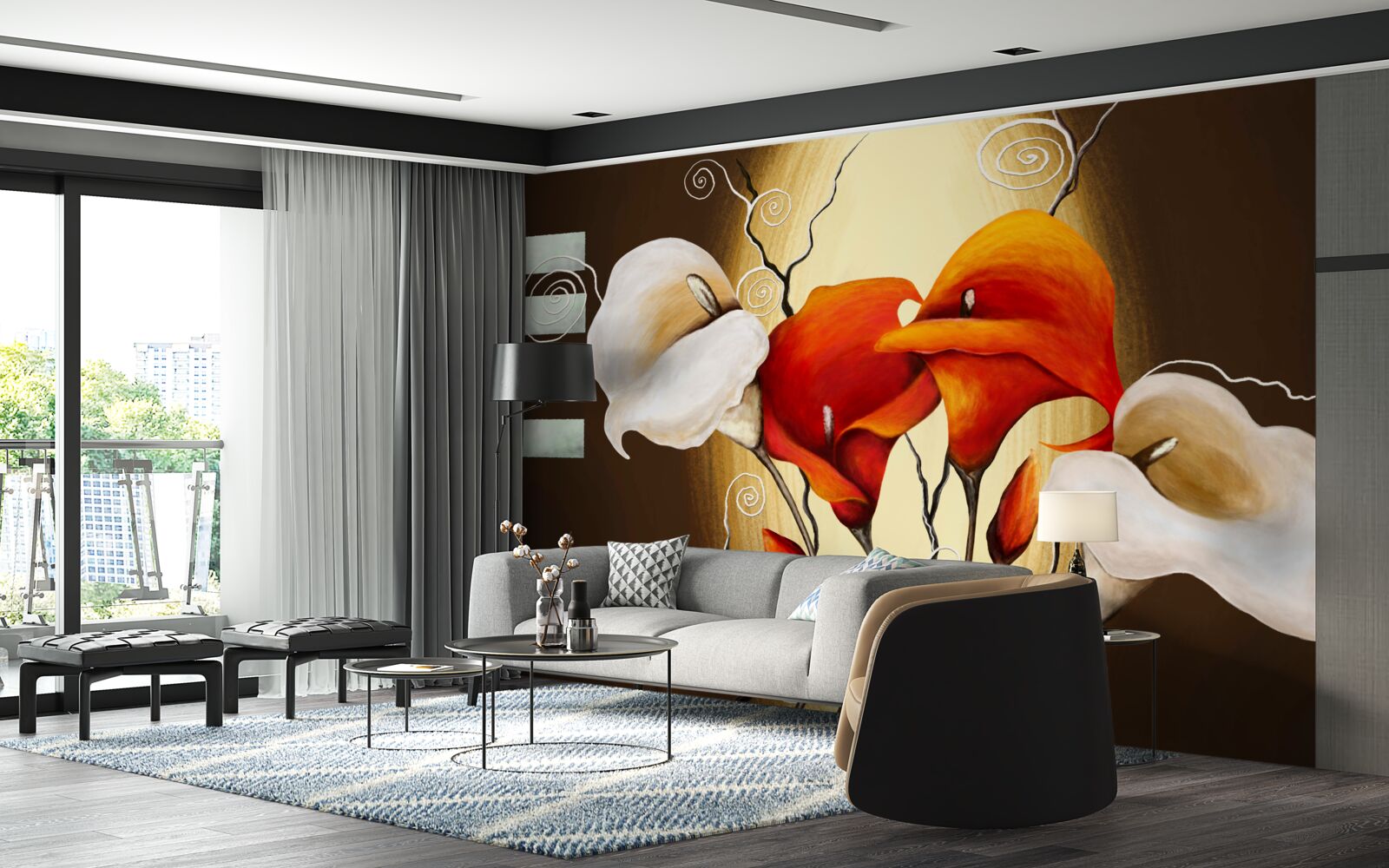 Fotobehang rode en witte kalebas