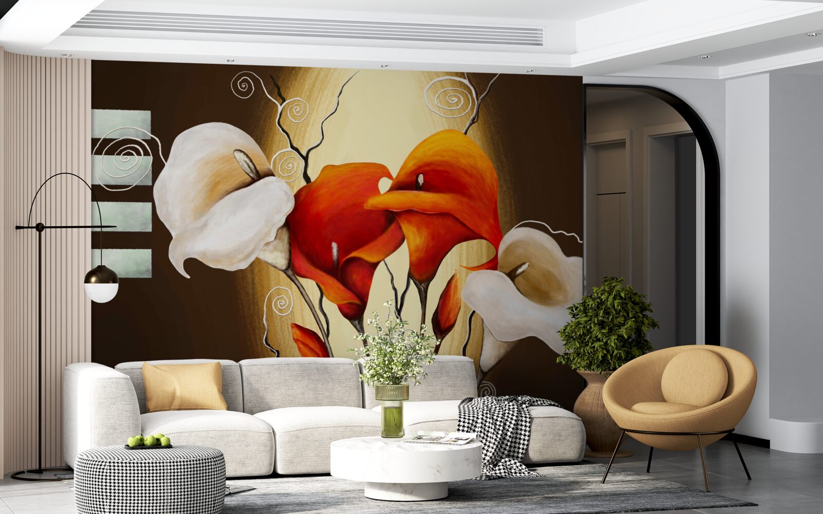 Fotobehang rode en witte kalebas