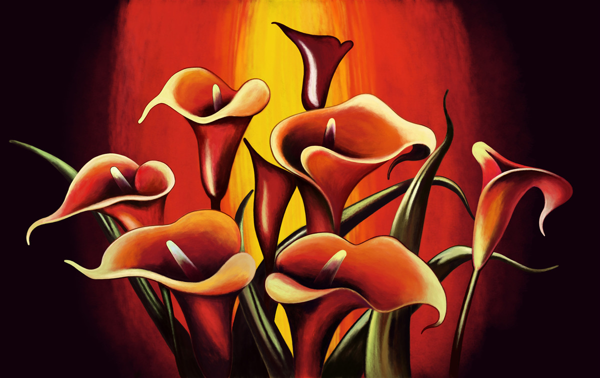 Fotobehang vuurbloeiende callae