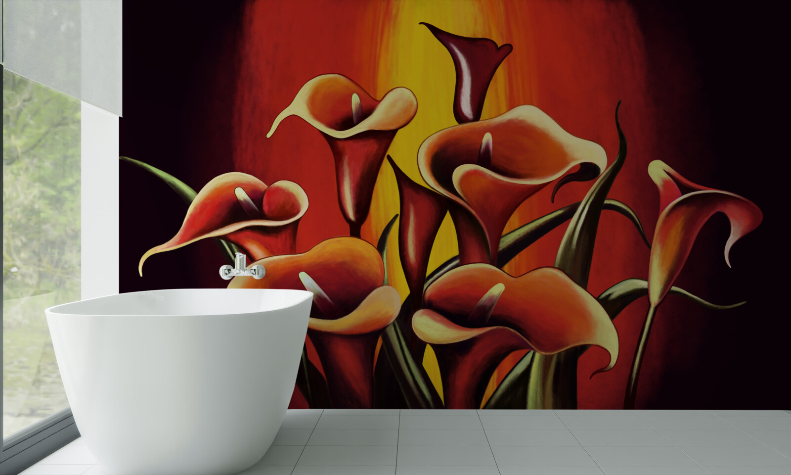 Fotobehang vuurbloeiende callae