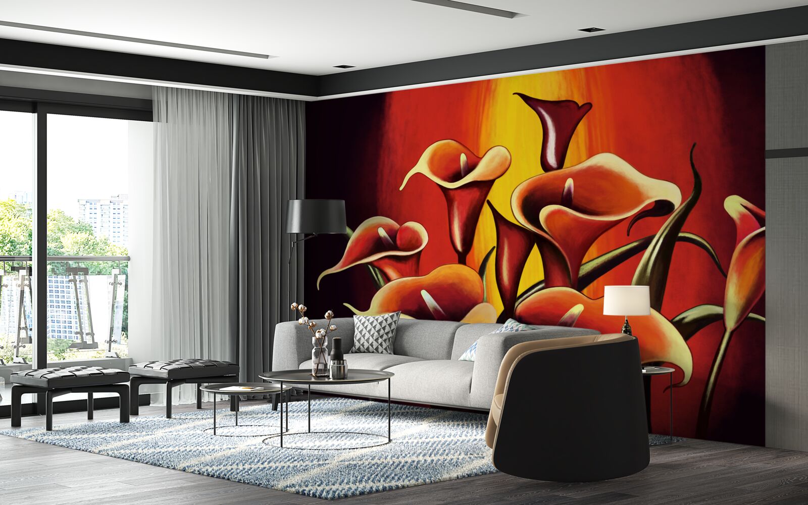 Fotobehang vuurbloeiende callae