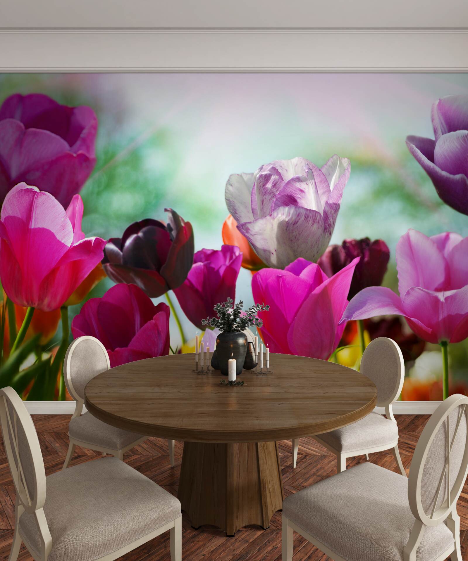 Fotobehang tulpen in verschillende kleuren