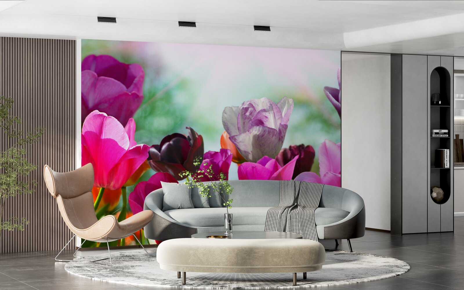 Fotobehang tulpen in verschillende kleuren