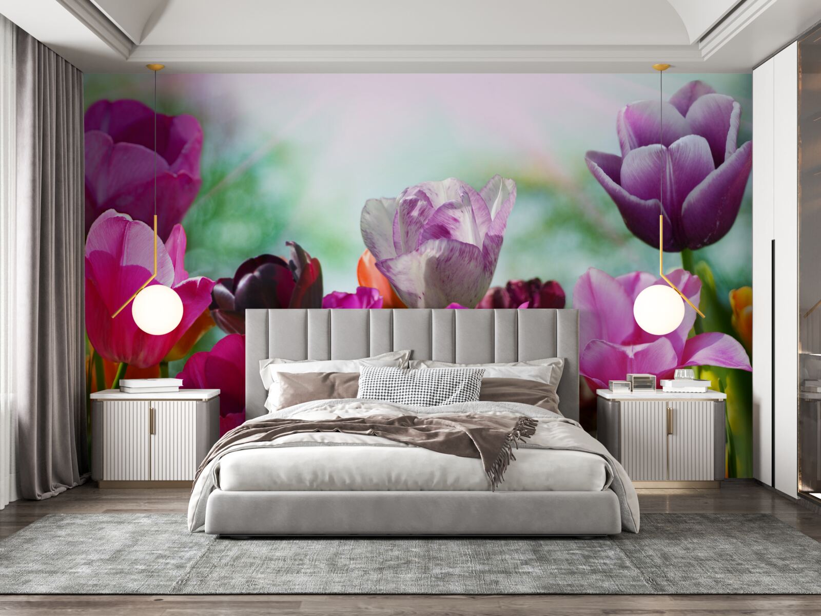 Fotobehang tulpen in verschillende kleuren