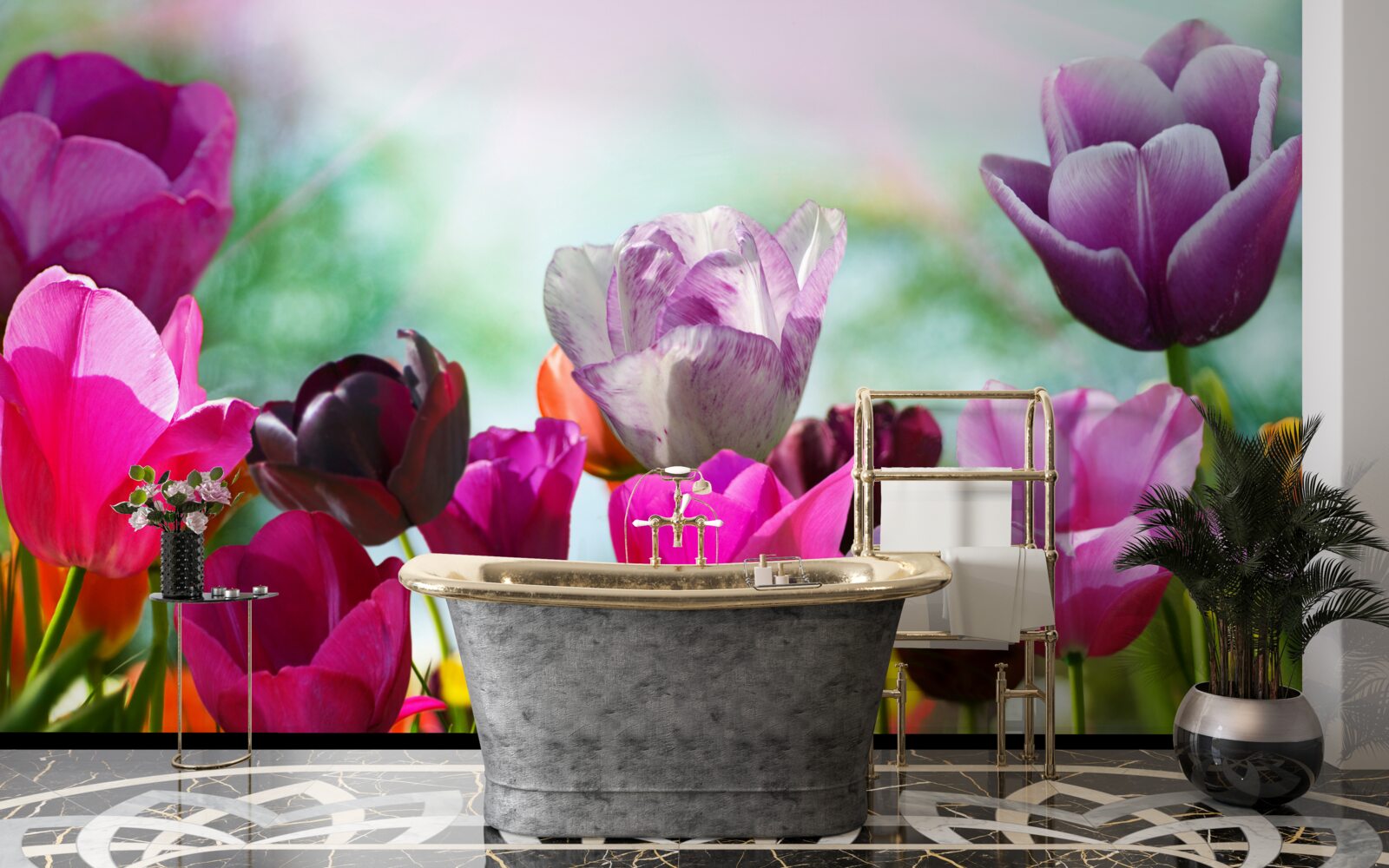 Fotobehang tulpen in verschillende kleuren