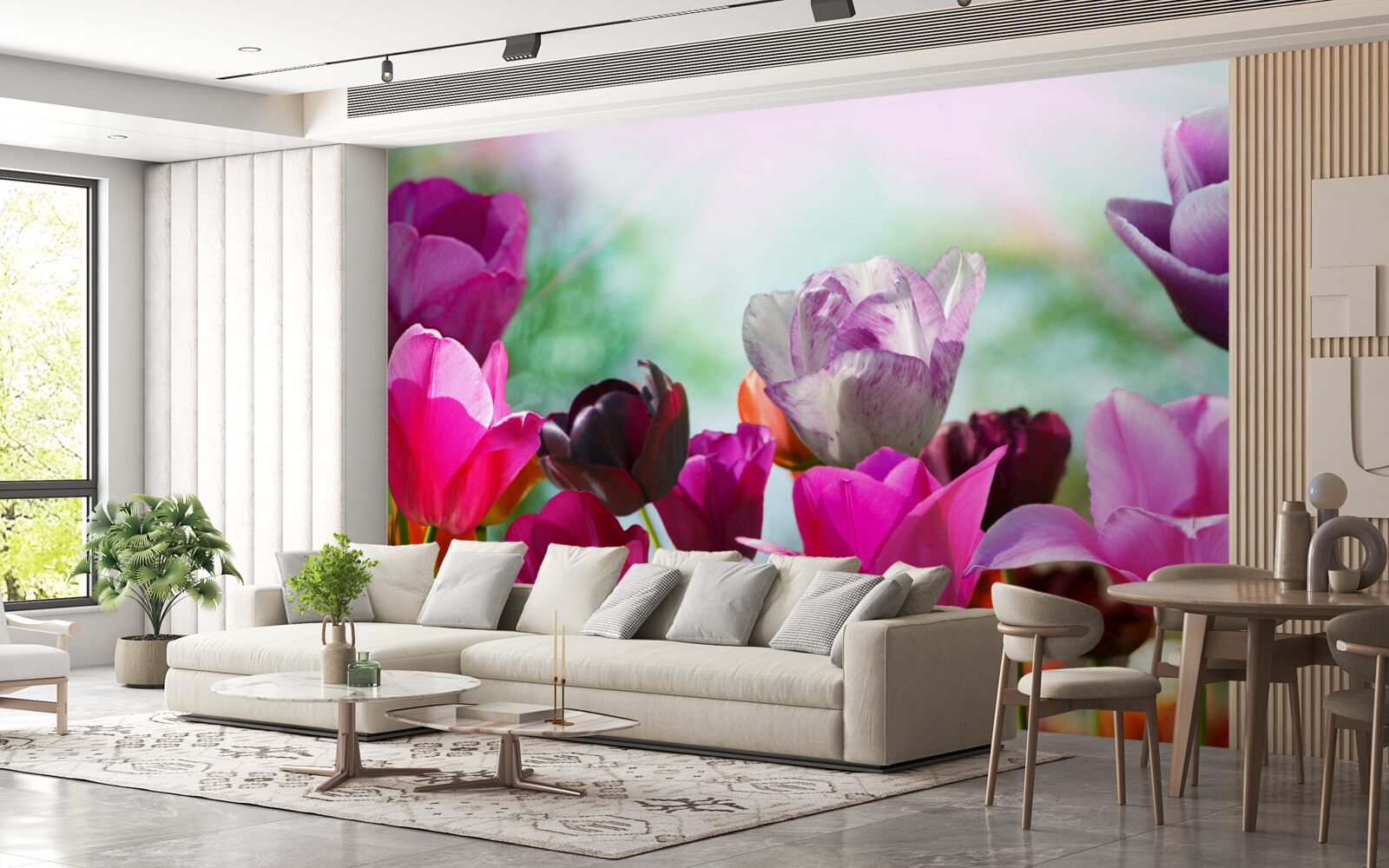 Fotobehang tulpen in verschillende kleuren