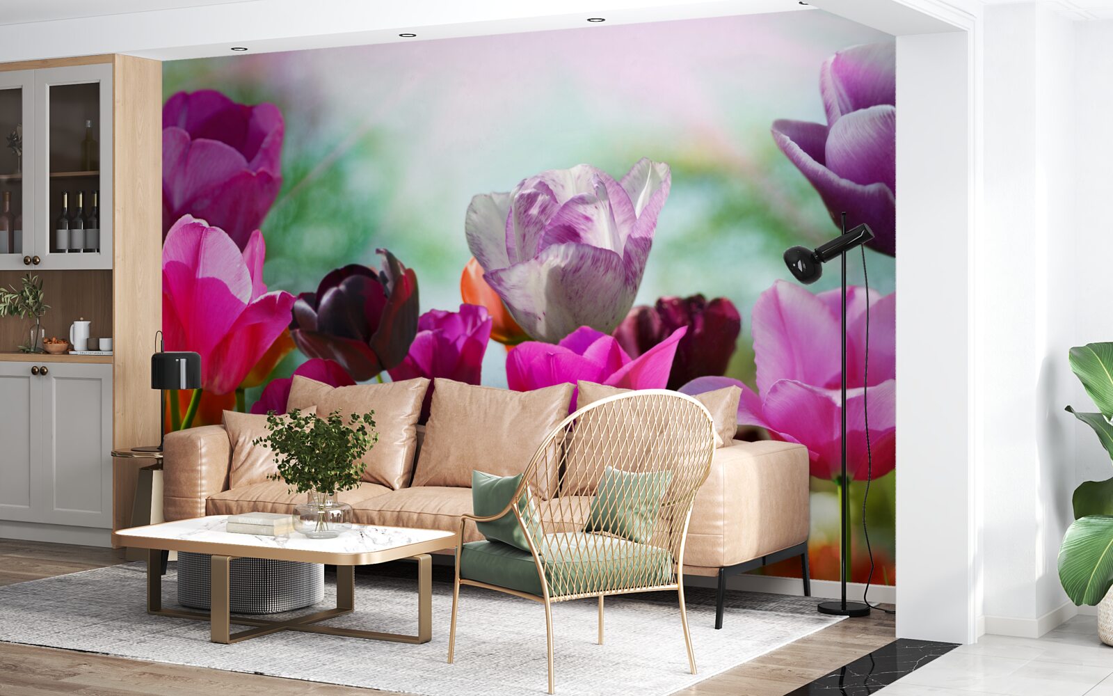 Fotobehang tulpen in verschillende kleuren