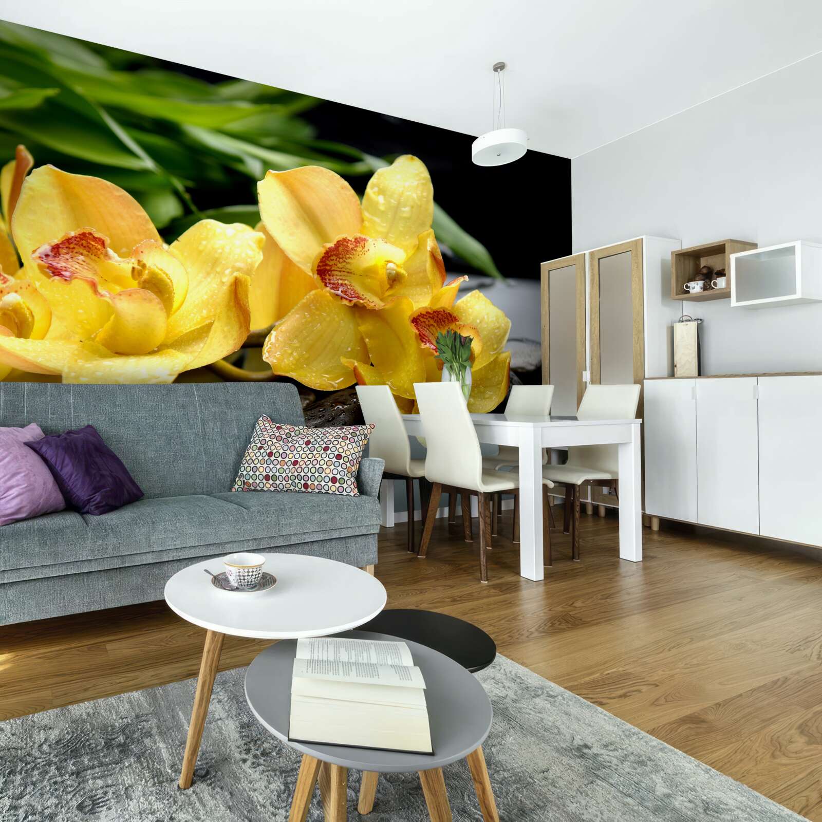 Fotobehang boeket van delicate gele orchideeën