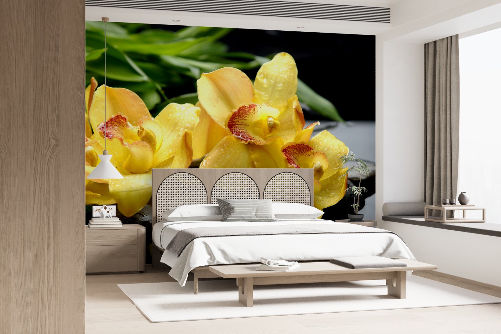 Fotobehang boeket van delicate gele orchideeën