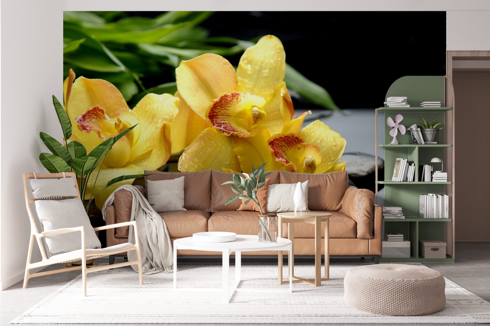 Fotobehang boeket van delicate gele orchideeën