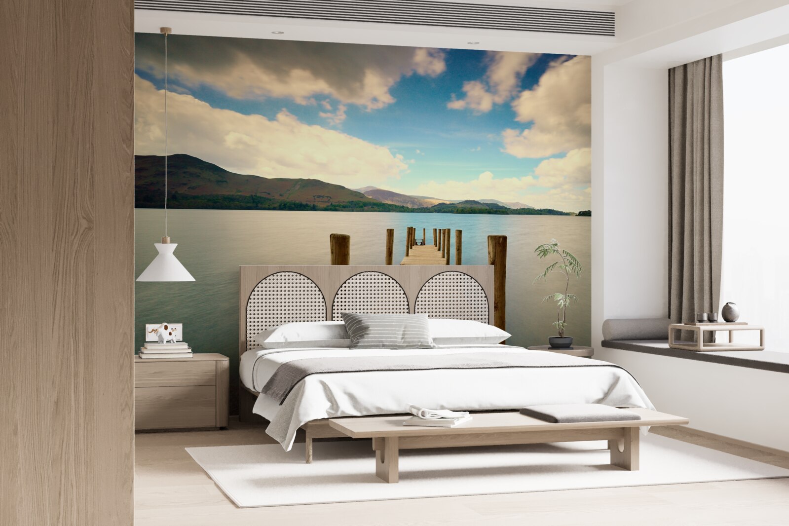 Fotobehang houten pier aan de kust