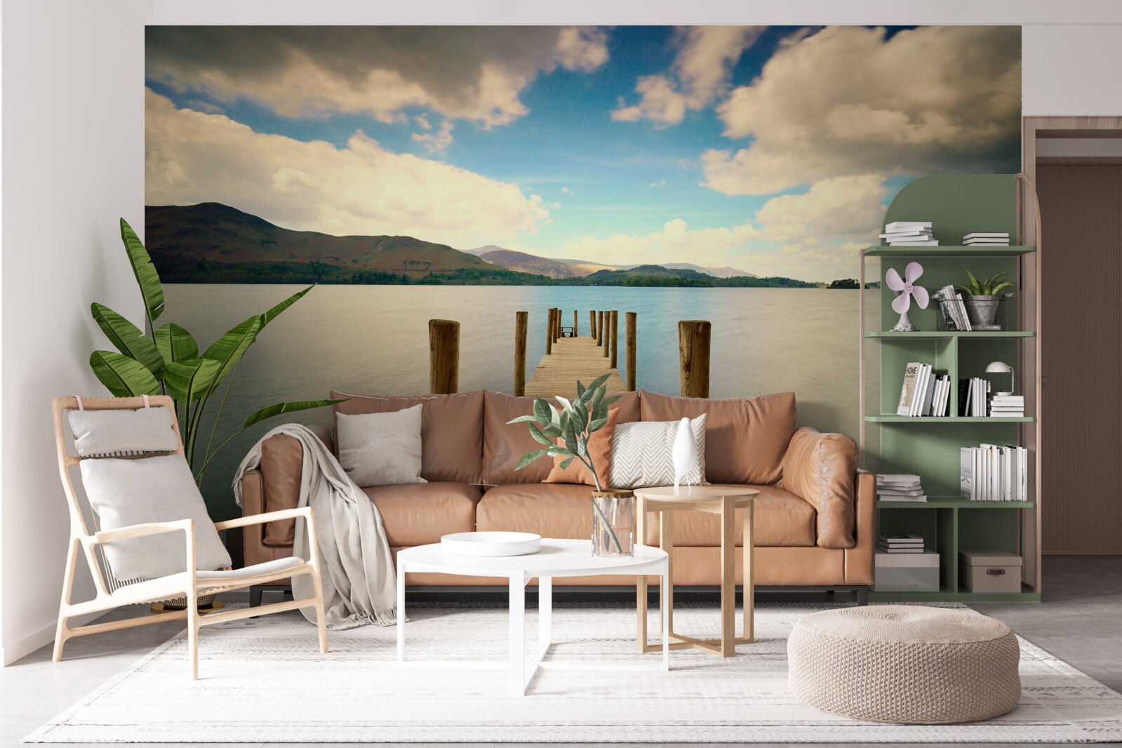 Fotobehang houten pier aan de kust