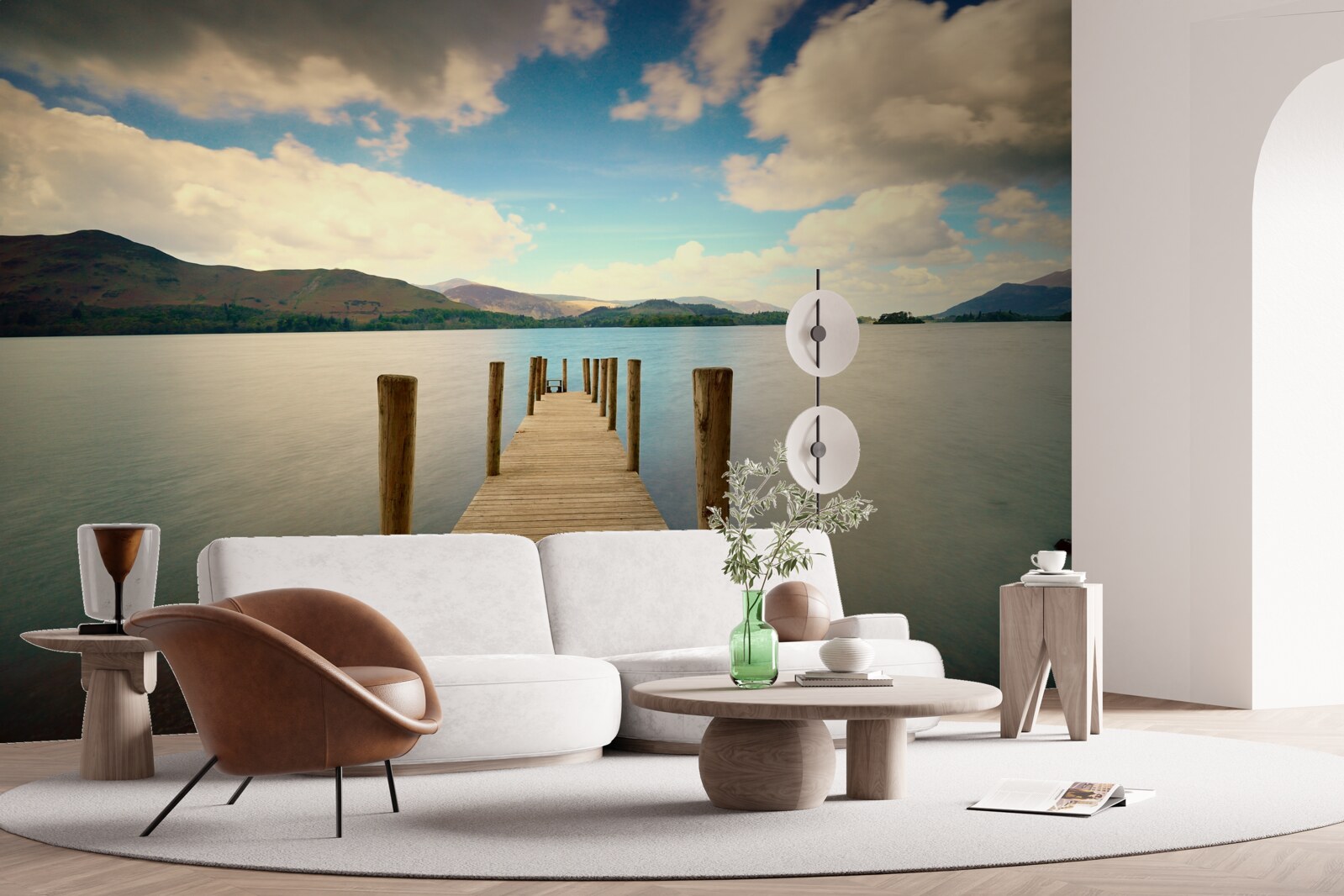 Fotobehang houten pier aan de kust