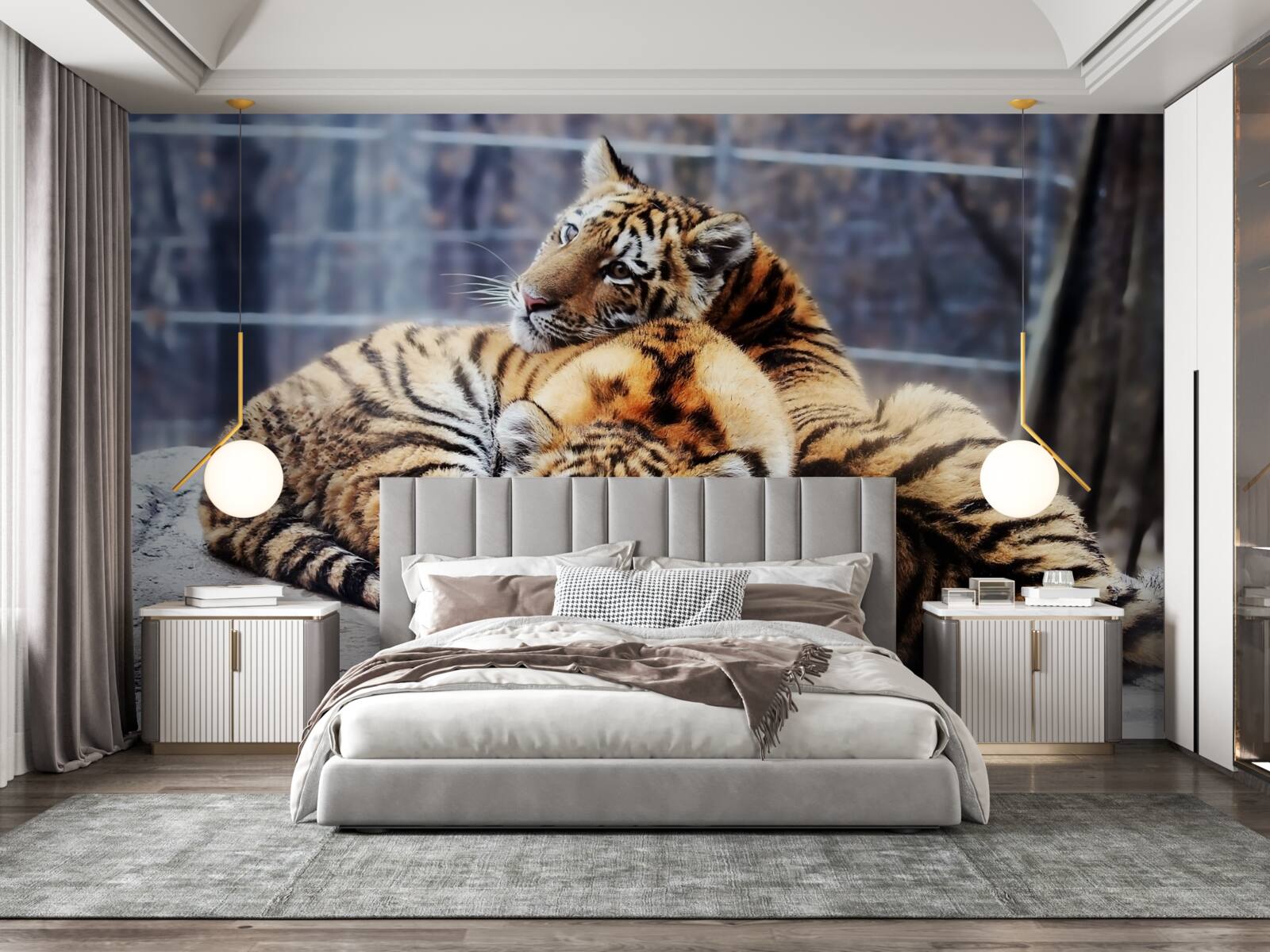 Fotobehang Slapende tijgers hebben schoonheid