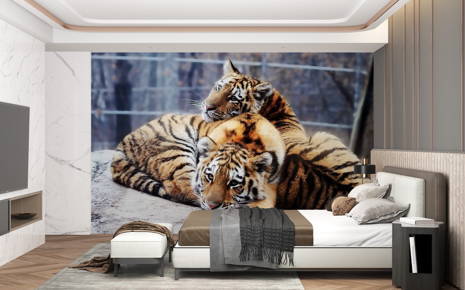 Fotobehang Slapende tijgers hebben schoonheid