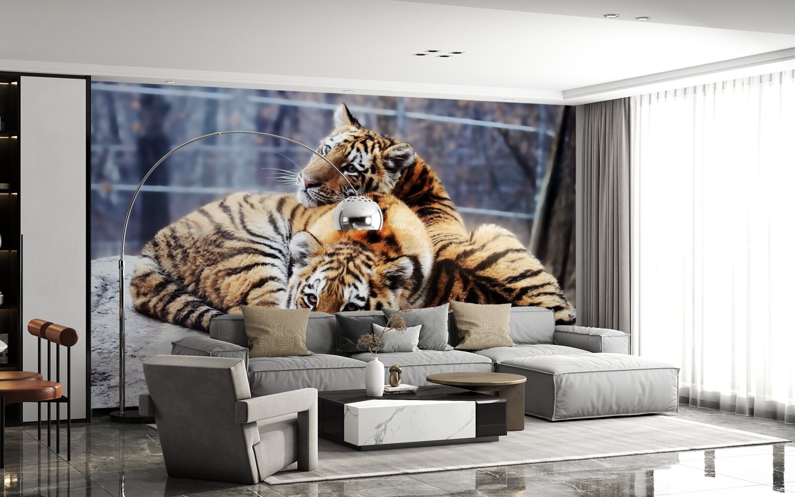 Fotobehang Slapende tijgers hebben schoonheid