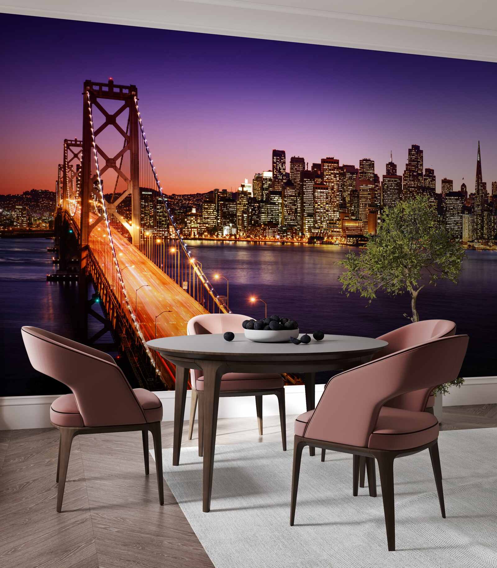 Fotobehang de nachtverlichting van de brug van san francisco