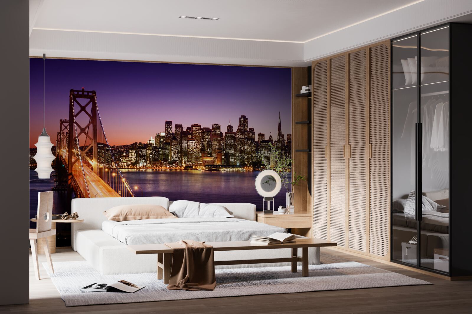 Fotobehang de nachtverlichting van de brug van san francisco