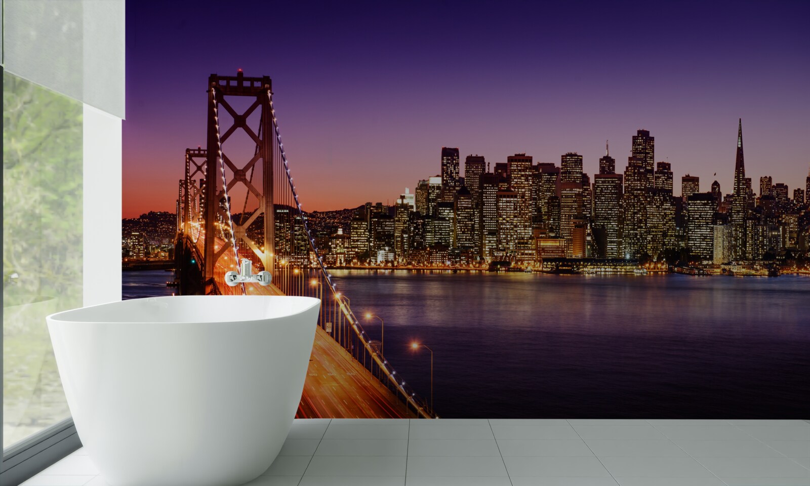 Fotobehang de nachtverlichting van de brug van san francisco