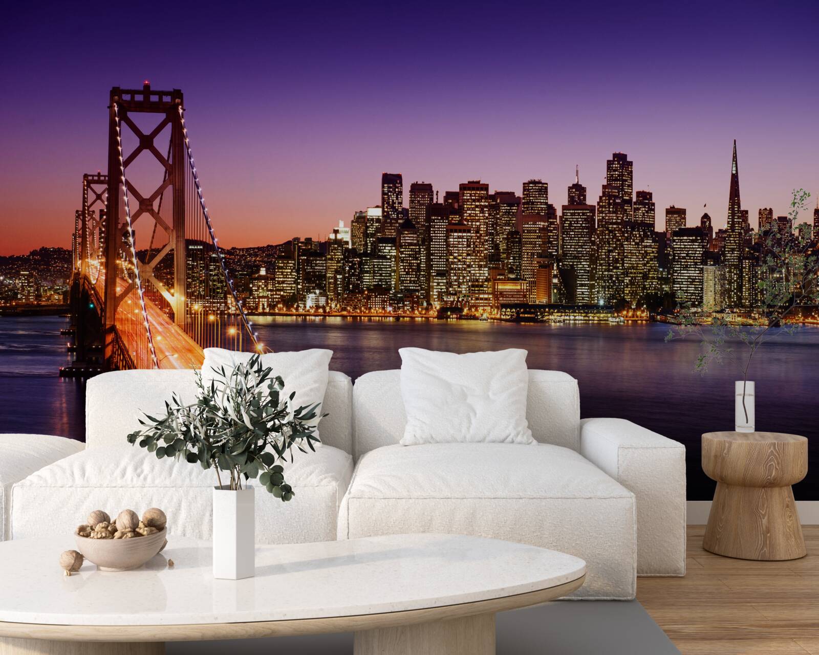 Fotobehang de nachtverlichting van de brug van san francisco