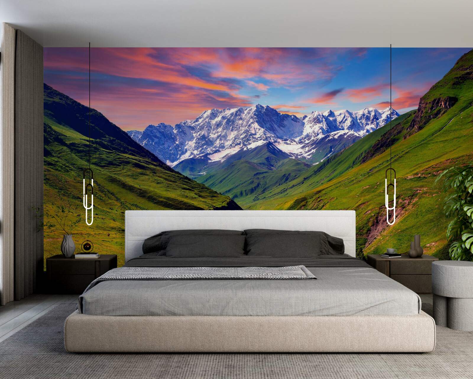 Fotobehang charmant pad door de bergtoppen