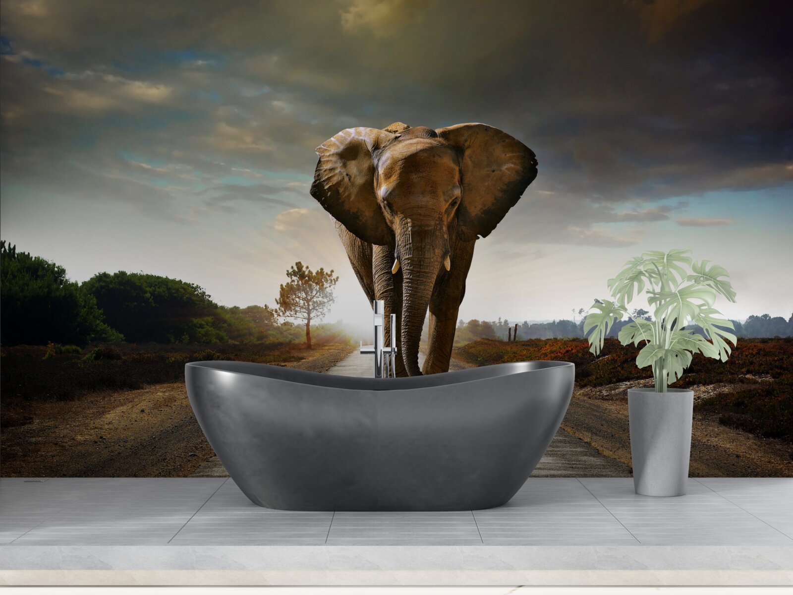 Fotobehang de reis van de olifant gaat verder