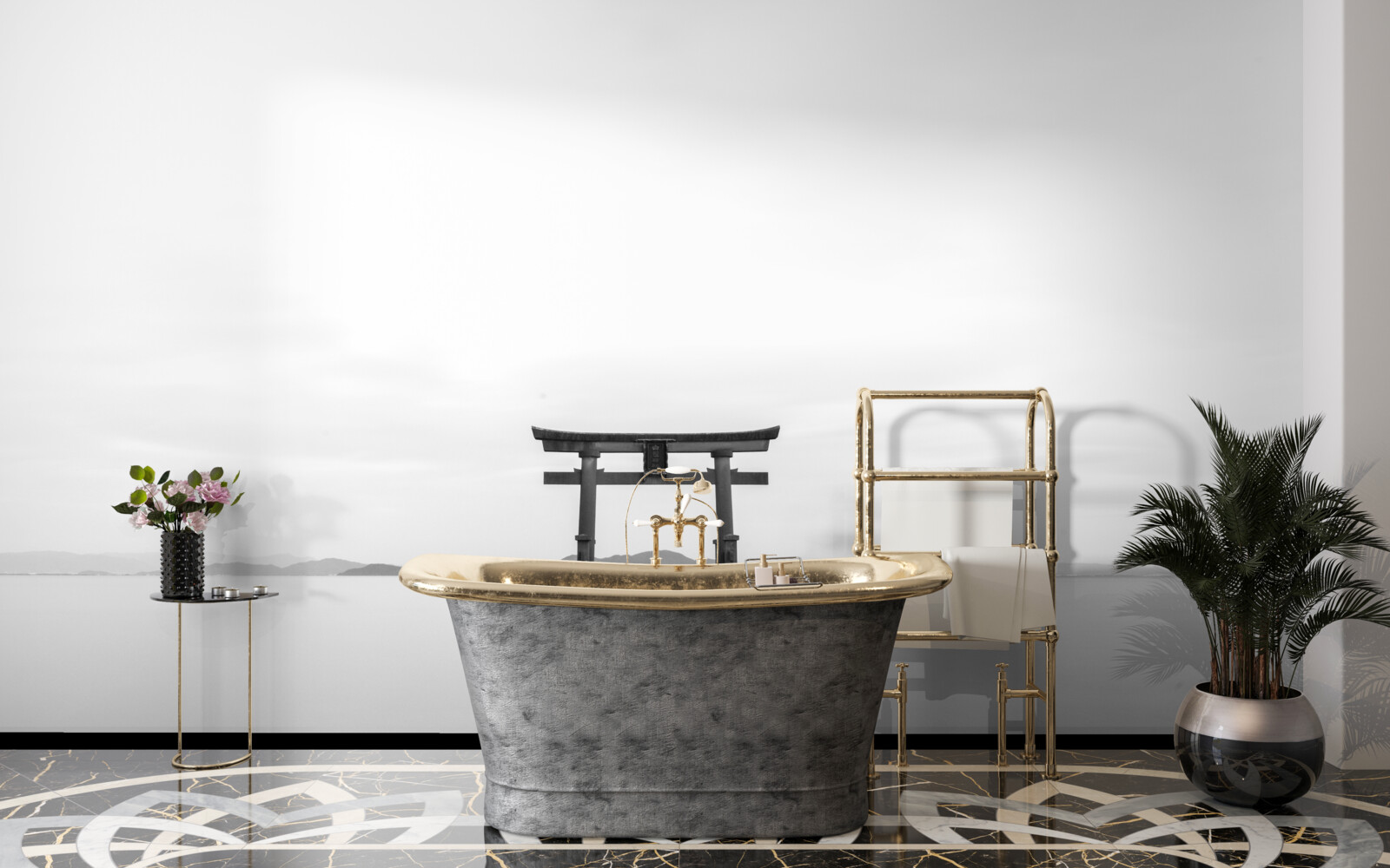 Fotobehang tori gate in de oceaan