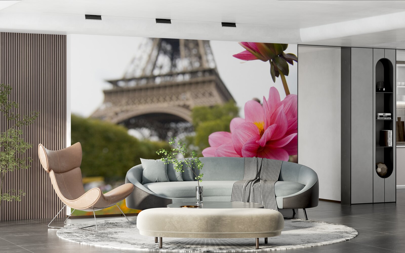 Fotobehang oogverblindende, weelderige bloemen in de Franse hoofdstad