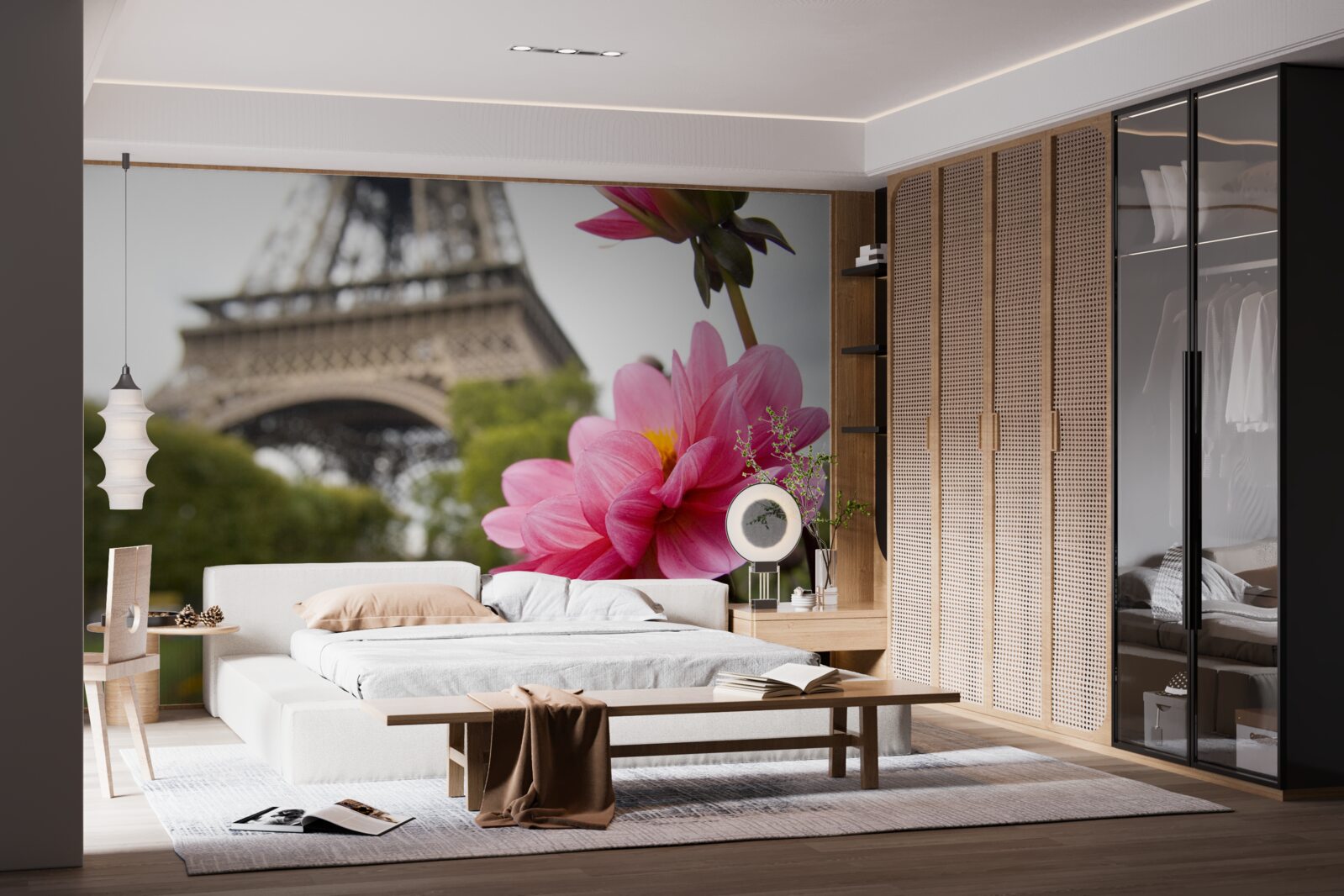 Fotobehang oogverblindende, weelderige bloemen in de Franse hoofdstad