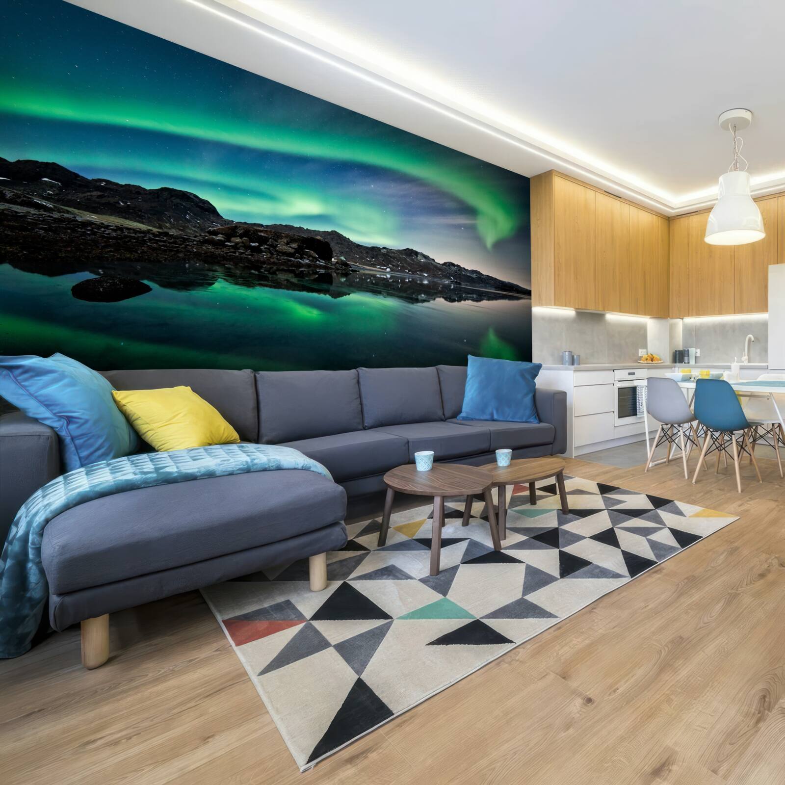 Fotobehang meer in het noorderlicht