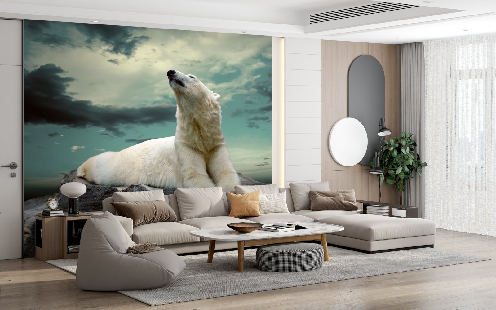 Fotobehang ijsbeer rustend op een rots