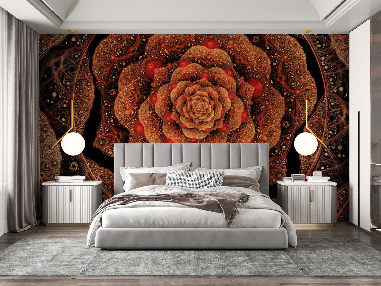 Fotobehang een bruine fractal waarvan de vorm lijkt op een pioenroos