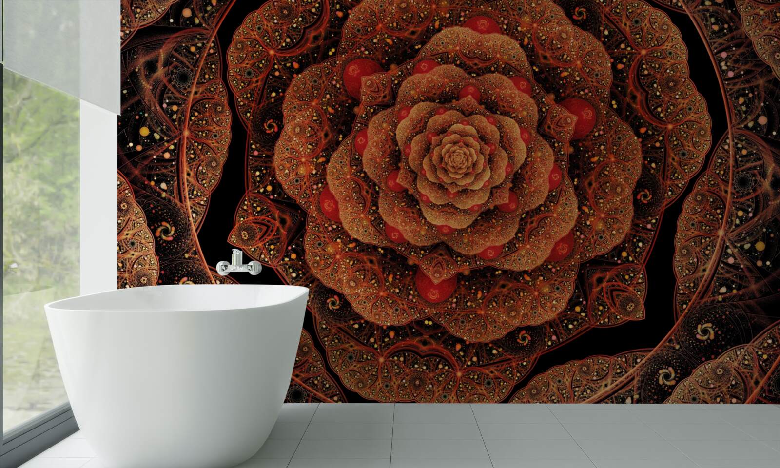 Fotobehang een bruine fractal waarvan de vorm lijkt op een pioenroos