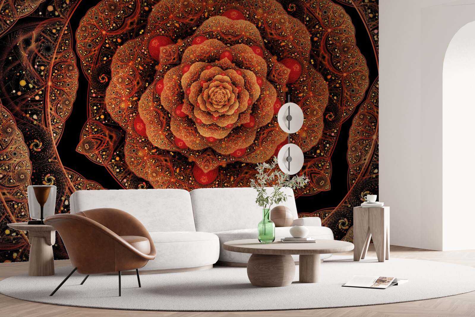 Fotobehang een bruine fractal waarvan de vorm lijkt op een pioenroos