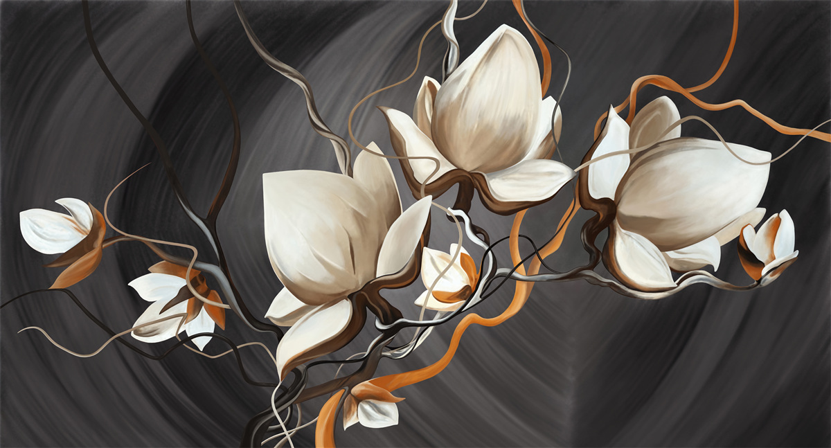 Fotobehang het openen van een sneeuwwitte magnolia