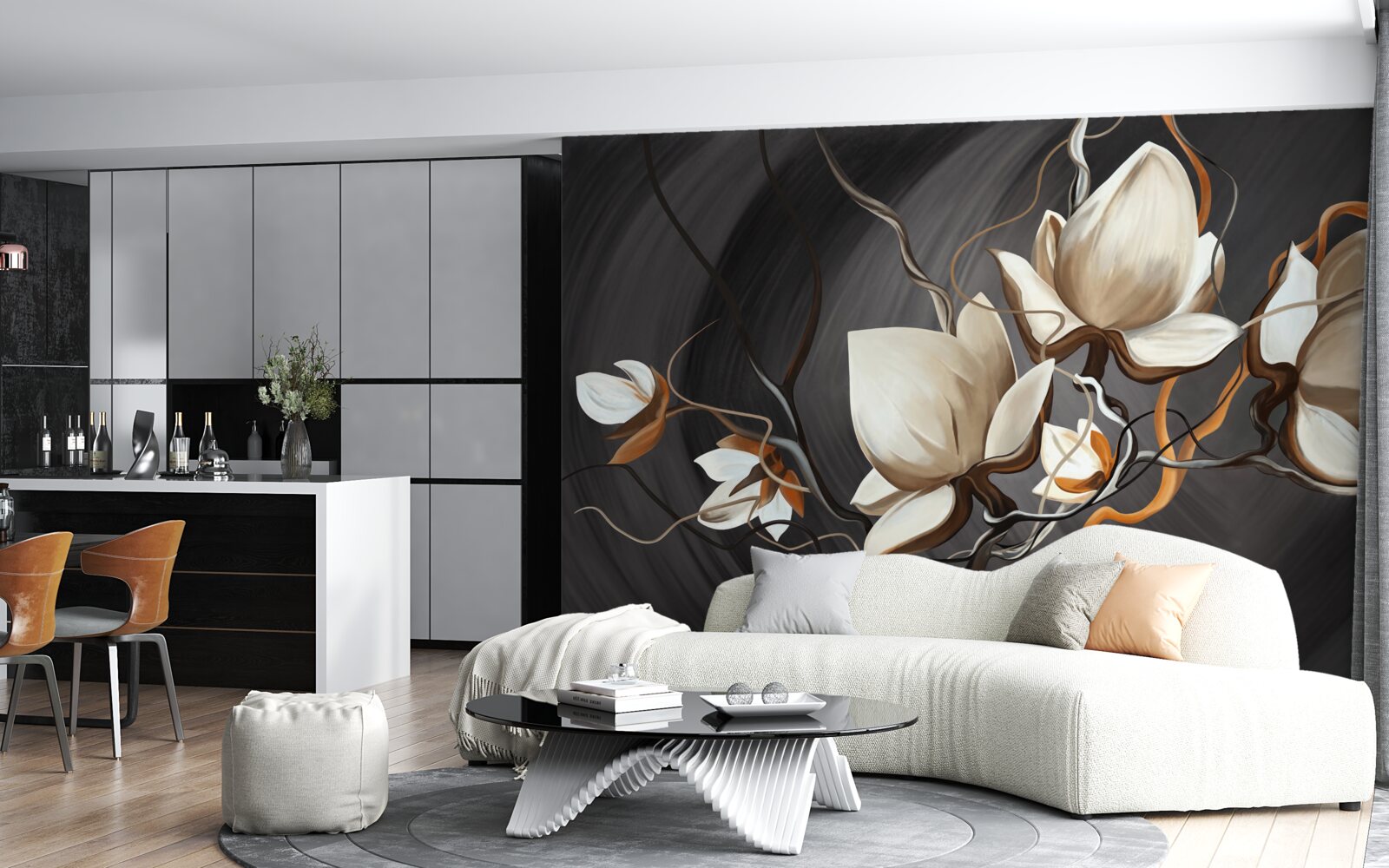 Fotobehang het openen van een sneeuwwitte magnolia