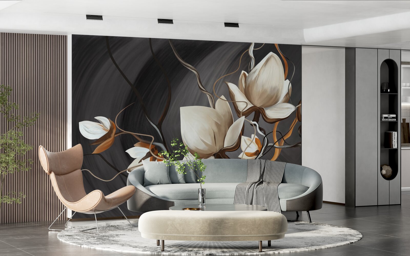 Fotobehang het openen van een sneeuwwitte magnolia