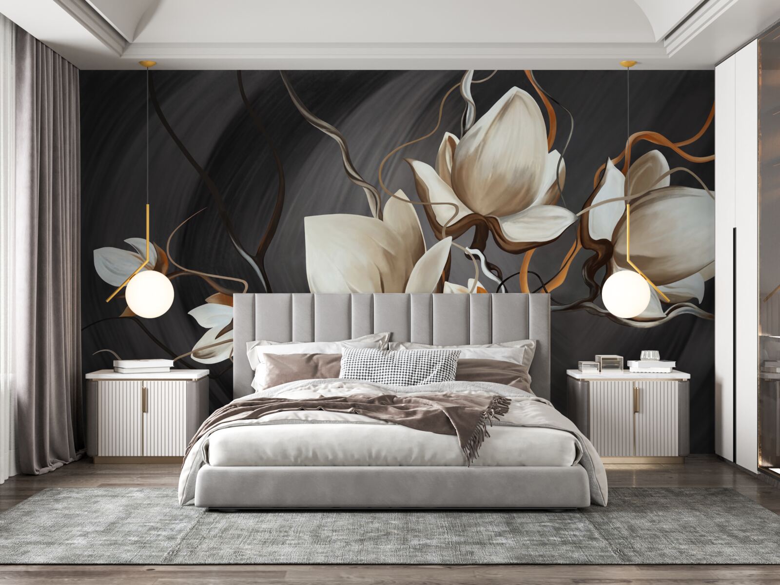 Fotobehang het openen van een sneeuwwitte magnolia