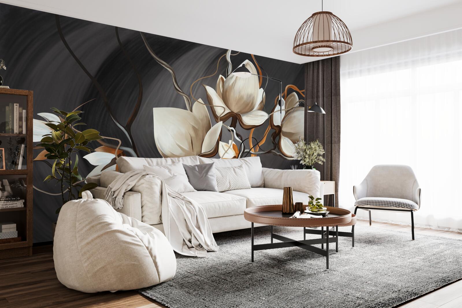 Fotobehang het openen van een sneeuwwitte magnolia