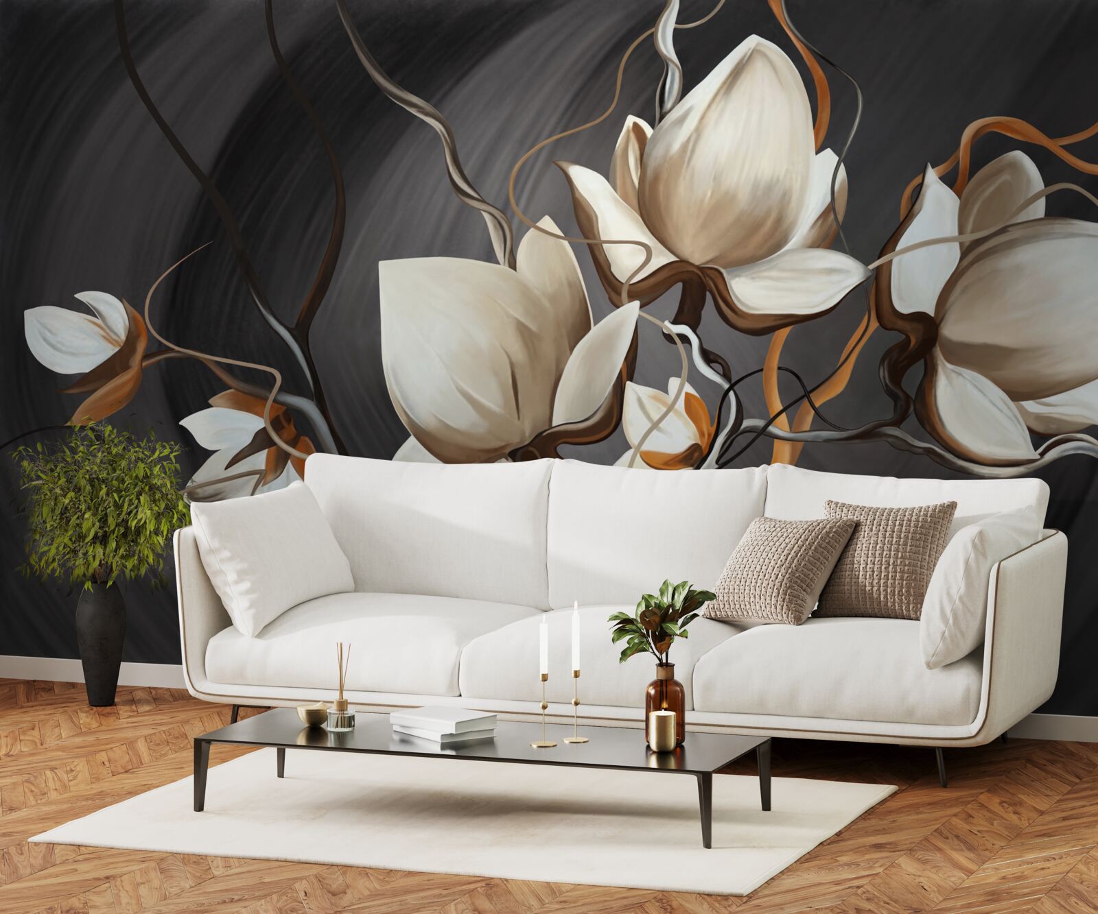 Fotobehang het openen van een sneeuwwitte magnolia