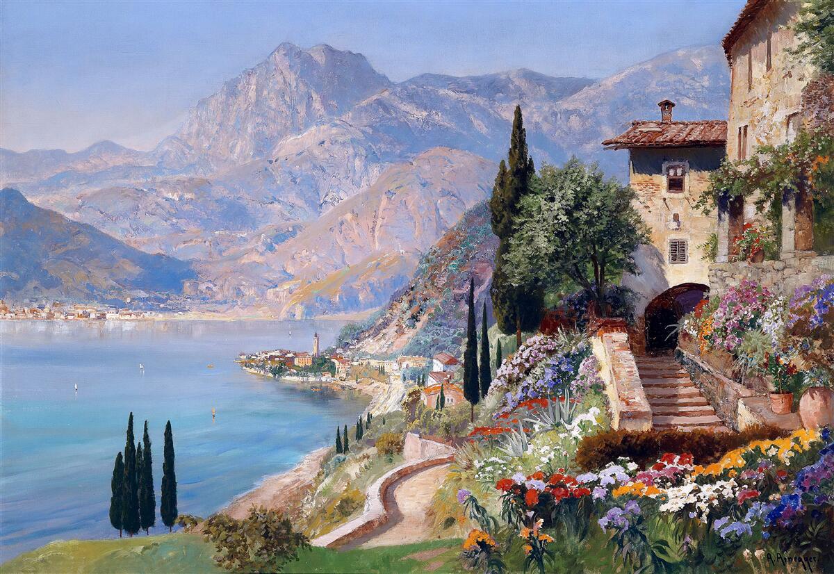 Fotobehang Mediterraan landschap in kleuren