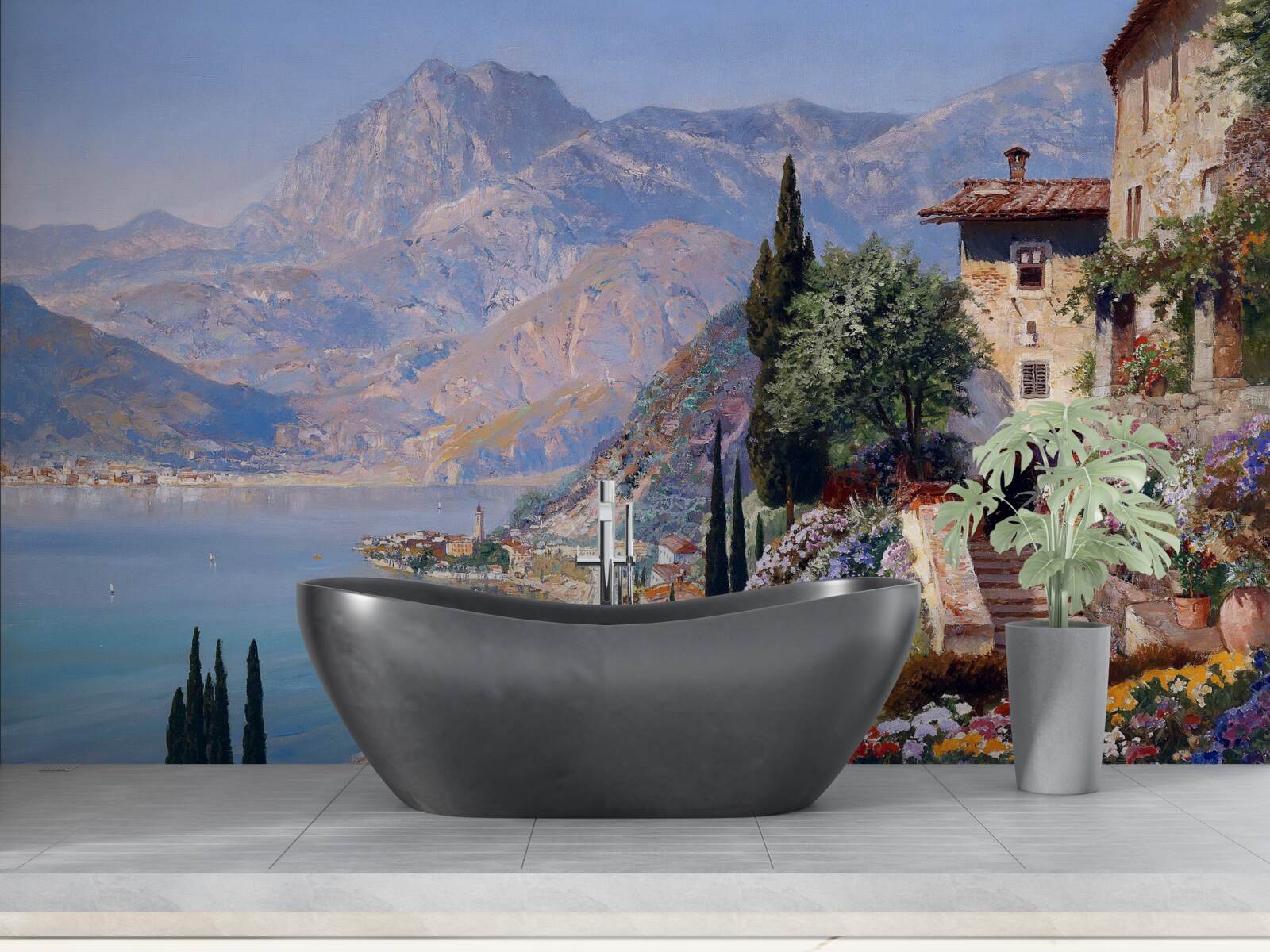 Fotobehang Mediterraan landschap in kleuren