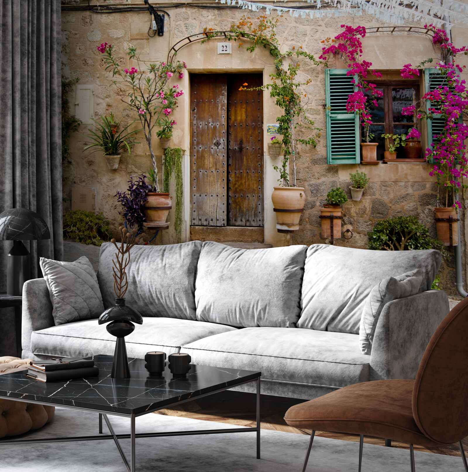 Fotobehang historische plant plat