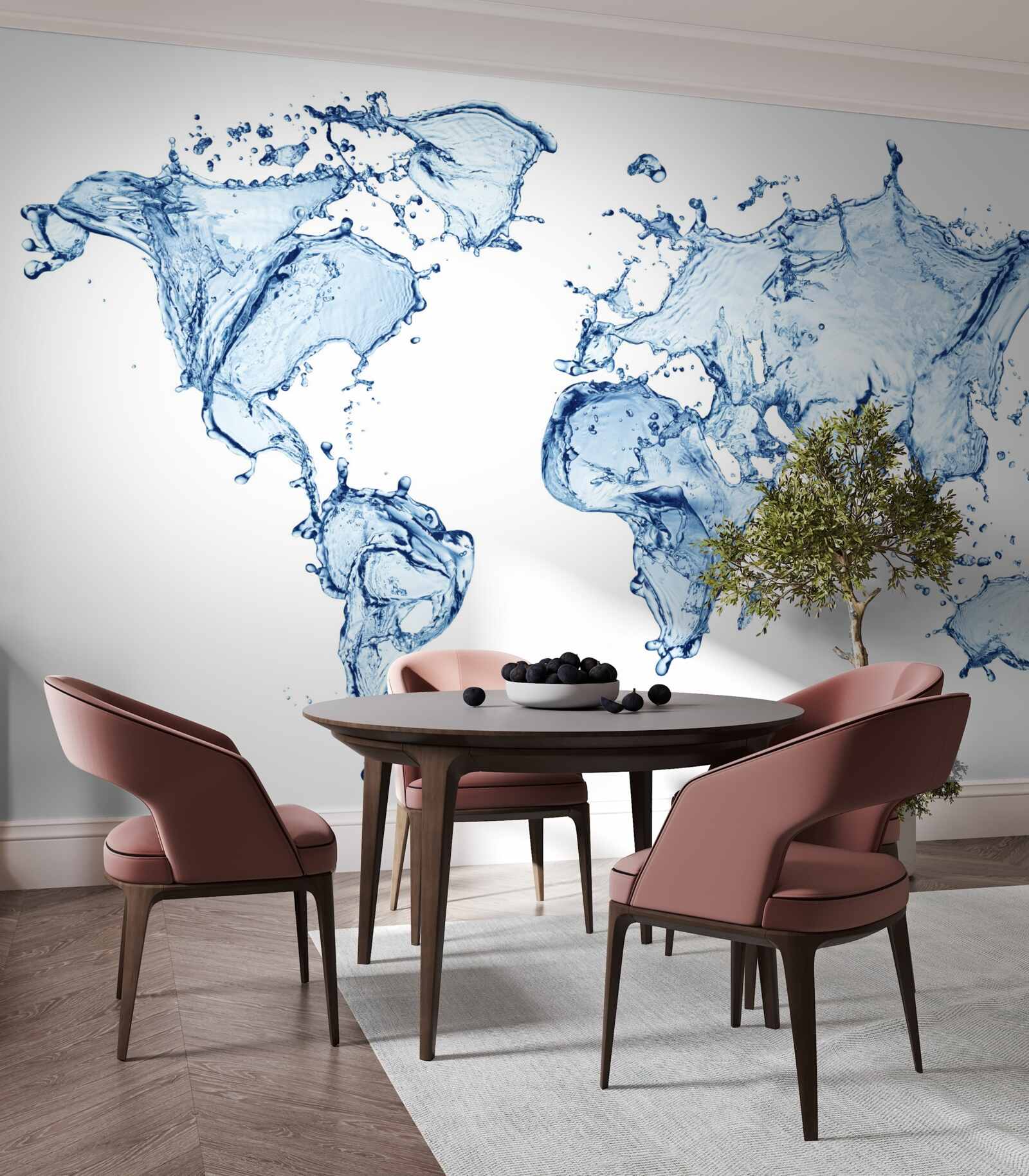 Fotobehang atlas van de wereld gevormd uit water