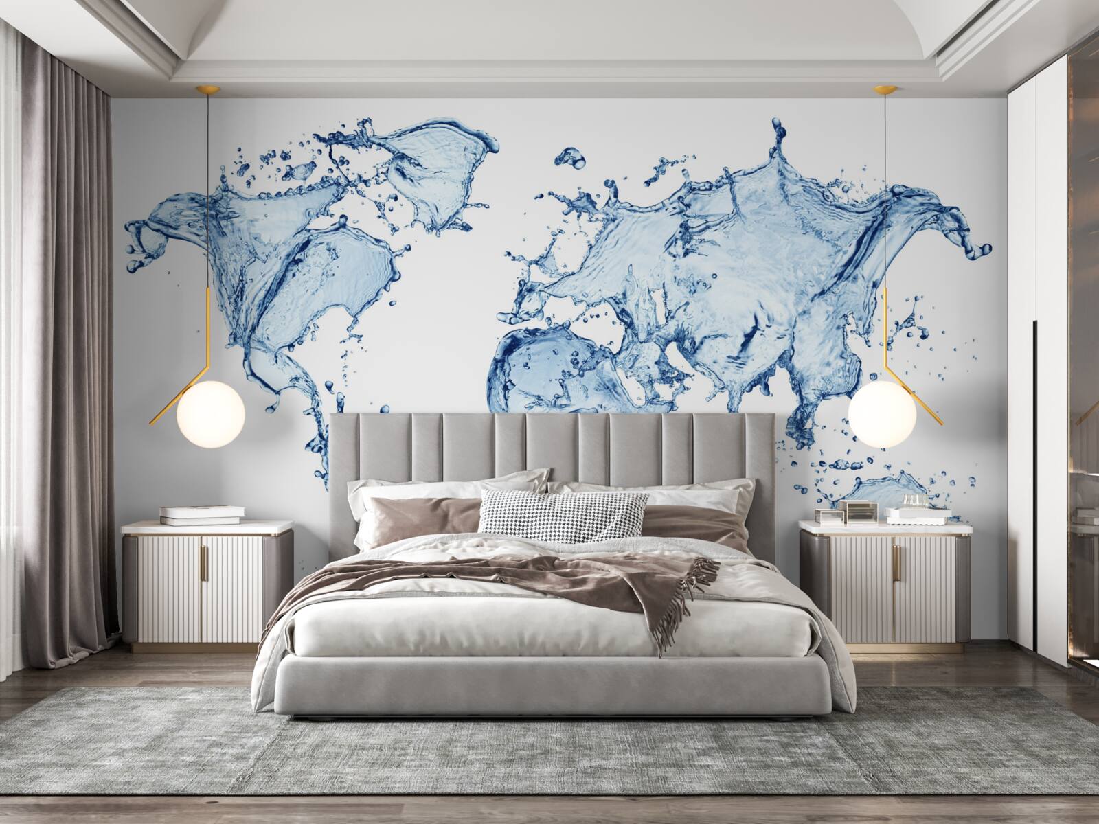 Fotobehang atlas van de wereld gevormd uit water