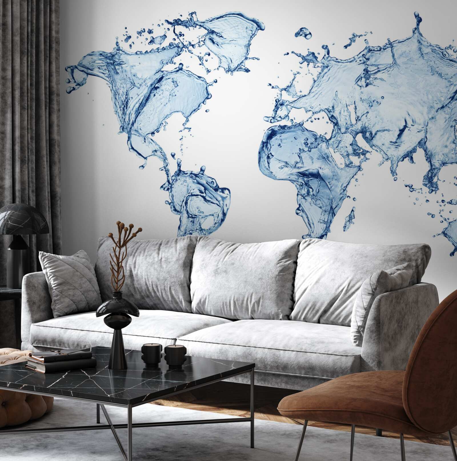 Fotobehang atlas van de wereld gevormd uit water