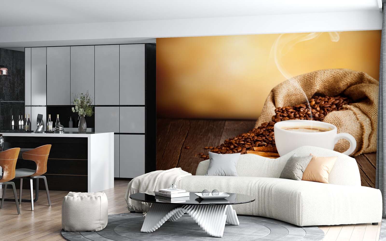 Fotobehang een kop energieke, aromatische koffie