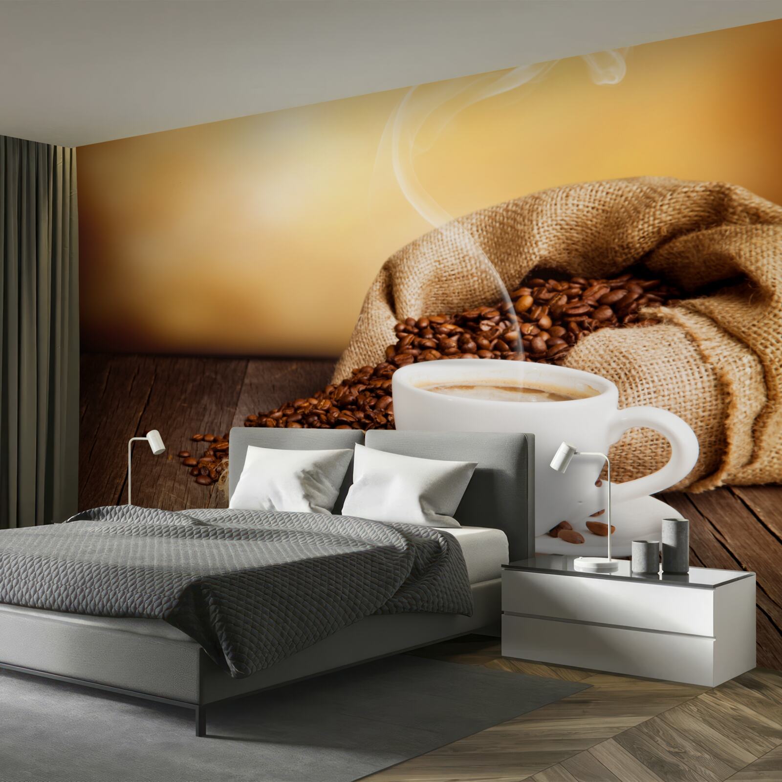 Fotobehang een kop energieke, aromatische koffie