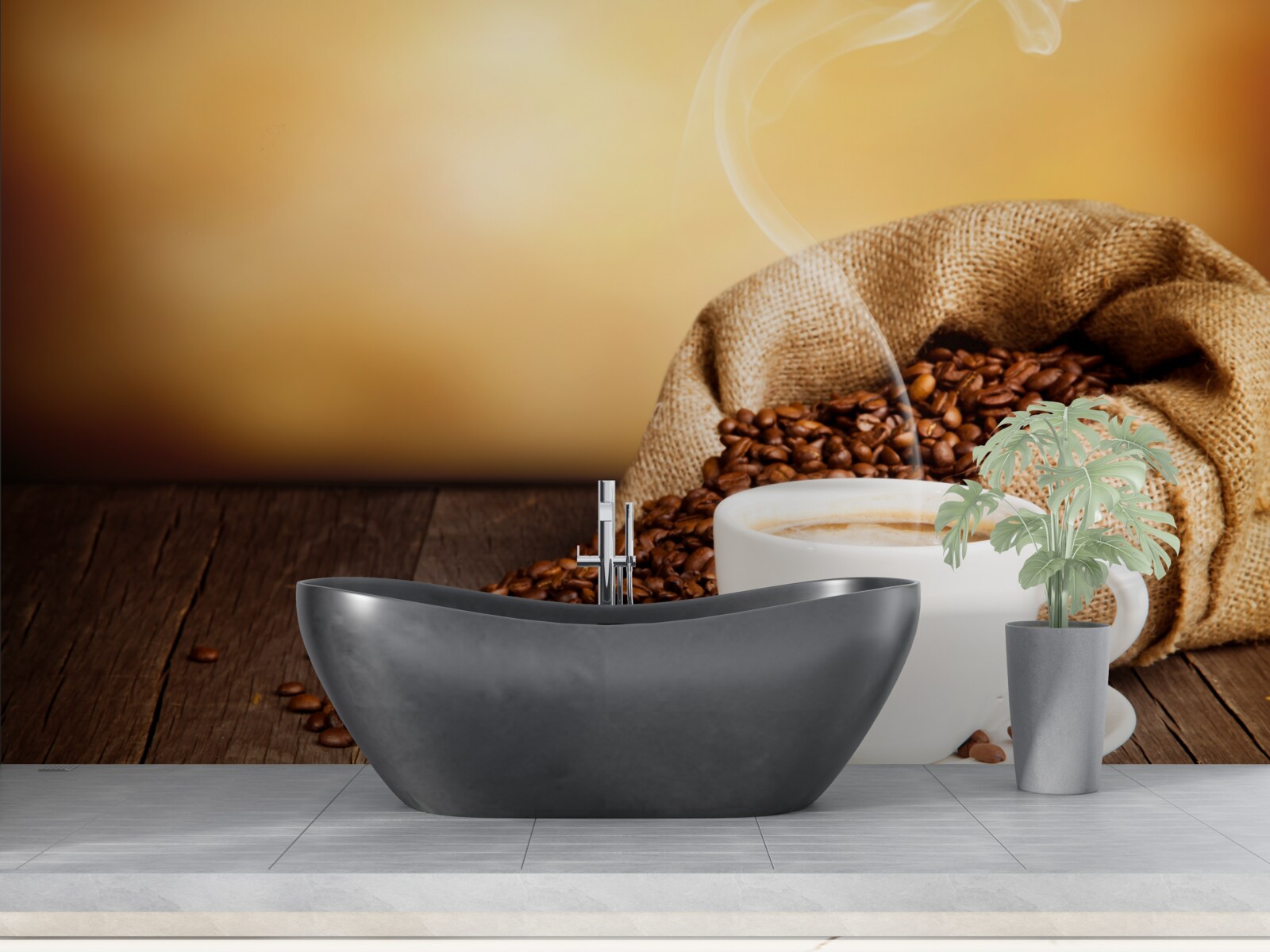 Fotobehang een kop energieke, aromatische koffie