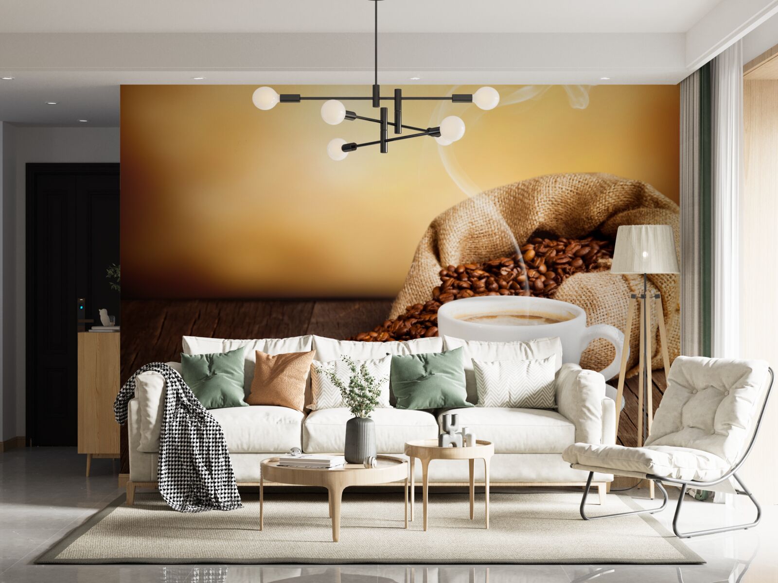 Fotobehang een kop energieke, aromatische koffie